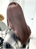 ブリーチカラー髪質改善カラー艶髪ロングピンクベージュ