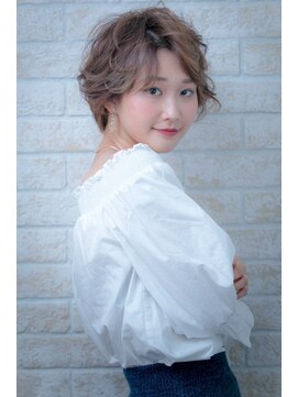 ヘアーアートシフォン 川口東口店(hair art chiffon) 黒髪orことりベージュのウォーターフォールの毛先パーマボブ