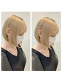 イメチェン前下がりボブ　ハイトーンボブ