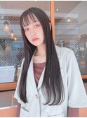 ブルーブラック/ミニウルフシースルー前髪ワンホン韓国