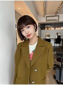 黒髪/グレーベージュ/レイヤーロング/前髪パーマ[鹿児島中央駅]