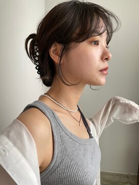 エイチ 梅田(H) ミディアムヘアイヤリングカラーボブ大人ヘアアレンジミニボブ