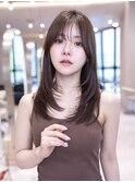 韓国レイヤー顔周りカット透明感カラー髪質改善艶髪シースルー