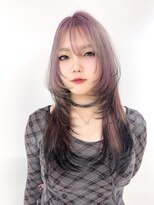 ユニークノベル 中央林間(unique novel)&nbsp;くすみラベンダー×シルバー×ブラック　シャギーレイヤー