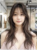 ハッシュカットミディアムレイヤーウルフボブ顔まわりレイヤー