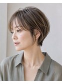 白髪ぼかし脱白髪染め似合わせショートボブ40代50代60代♪
