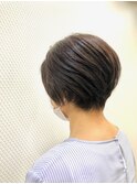 小顔/ショート/ショートグラ/ダークブラウン/白髪染め/40代50代