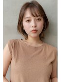 大人かわいい前髪セシルカットココアブラウンフリンジウェーブ