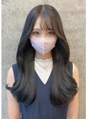 【韓国風くびれヘア】前髪薄め下ろし流し ロングくびれヘア☆