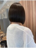 【長まなみ】まとまるボブにブリーチなしオリーブベージュ