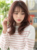 ミルクティーピンク韓国風小顔レイヤーロングc5大宮20代30代40代