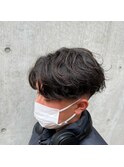 ニュアンスフェザーパーマ前下がりセンターパート