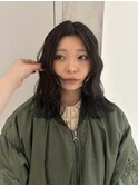 【YOKE】グレージュダークグレー顔周りカットウェーブヘア20代