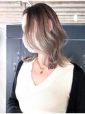 顔周りレイヤー韓国ヘア美髪ロングホワイトブロンド_ba378941