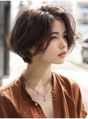 ☆ホワイトグレージュミニウルフデジタルパーマチェリーブラウン