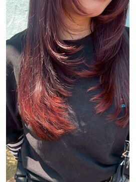 ドクターズサロン レラパール レイヤーカット/似合わせカット/暖色ボルドー/赤髪/ダブルカラー