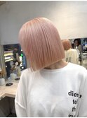 ★ハイトーンカラー韓国ヘア顔周りレイヤーカットピンクベージュ