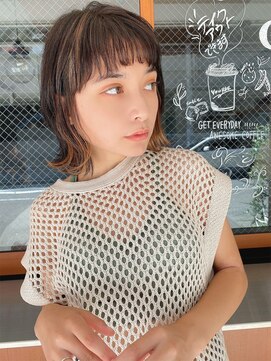 ルービック バランス 天王寺(Rubik's×Balance) フェザーバング/インナーカラー/大人かわいいウルフ外ハネボブ