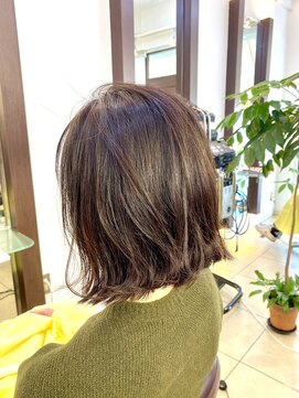 ヘアアーク(HAIR arc) 外ハネボブ#コテ巻き#前下がり#くびれ#奏の杜#トープベージュ