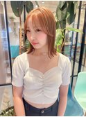 ◎小顔ハイトーンワンレンボブ