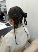 お団子＆三つ編みの推し活ヘア