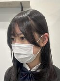 顔周りレイヤーカット/黒髪ロング