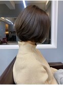 安積顔周りレイヤーボブダブルカラーショートヘアグレージュ韓国
