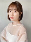 縮毛矯正 くびれヘア レイヤーカット アプリコットオレンジ