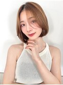 マロンベージュ/ボブ/前髪/レイヤー/小顔/髪質改善/縮毛矯正新宿