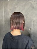 切りっぱなしボブ×裾カラー（１ブリーチ）