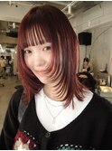 天神　ブリーチなしダブルカラー　レイヤーカット　暖色カラー