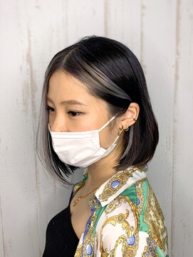 テトテ 天王寺店(tetote) #ワンカールボブ#ポイントカラー#センターパート#ボブショート