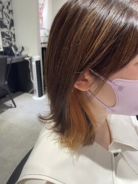 ワン バイ ジエクト(One by The Ect) 白髪活かしカラー×イヤリングカラーオレンジ大阪梅田茶屋町