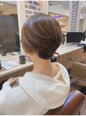 大人可愛い20代30代40代黒髪ショートボブ丸みショートボブ