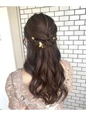 ハーフアップ　ヘアセット　お呼ばれヘア