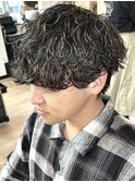 スペインカールツイストパーマフェードツーブロックメンズパーマ