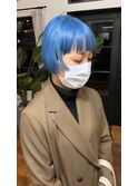前上がりボブ　ブルーカラー
