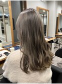黒髪/グレーベージュ/レイヤーロング/前髪パーマ/上大岡東