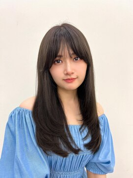 ノク 渋谷(nok) 韓国オリーブカラーオリーブベージュ顔まわりレイヤー前髪パーマ