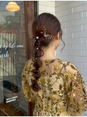 ゆるふわローポニーアレンジ(結婚式ヘアセット)