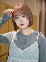 ガーデンヨコハマエスト(GARDEN YOKOHAMA est)&nbsp;美髪　ピンクベージュ　ミニボブ　外ハネボブ　ワイドバング