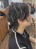 MENS マッシュウルフにコントラストハイライト