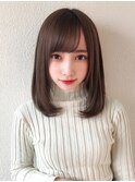 小顔前髪顔まわりワンカールストレートミディアムレイヤーボブ
