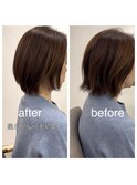広がりをおさえて自然な感じに、ショート縮毛矯正