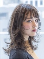 ダル 渋谷/表参道(DAL.)&nbsp;ミディアムレイヤーバタフライカットハッシュカットダークグレー
