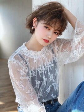 アグ ヘアー ネイビー 鶴岡東原店(Agu hair navy) 《Agu hair》女っぽウェーブミニボブ