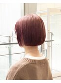 ピンクアッシュ×ミニボブ×前下がりボブ