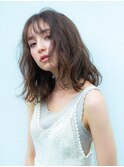 【柴田彩香】シースルーバング/ナチュラルブラウンラフウェーブ