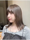大人セミロング顔周りウルフ姫カット 外ハネミディアム 大人ボブ