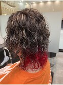 ウルフカット×インナーカラー×パーマ×ハイライト